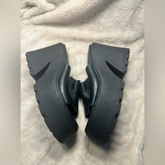 Windsor Smith Black Platform Sandals Chunky Heel Leather 7 - Picture 4 of 8